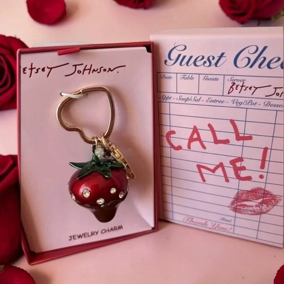 Betsey Johnson Red Strawberry Key Chain - Picture 10 of 16